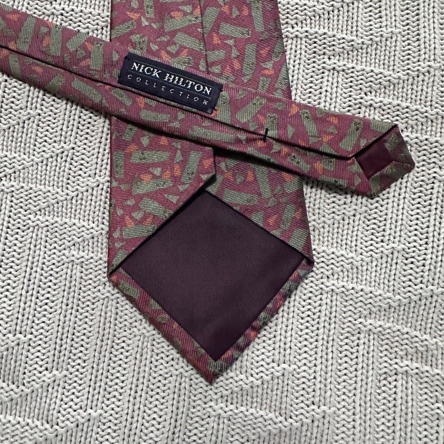 Other Nick Hilton maroon abstract Italian silk tie Size ONE SIZE - 3 Thumbnail