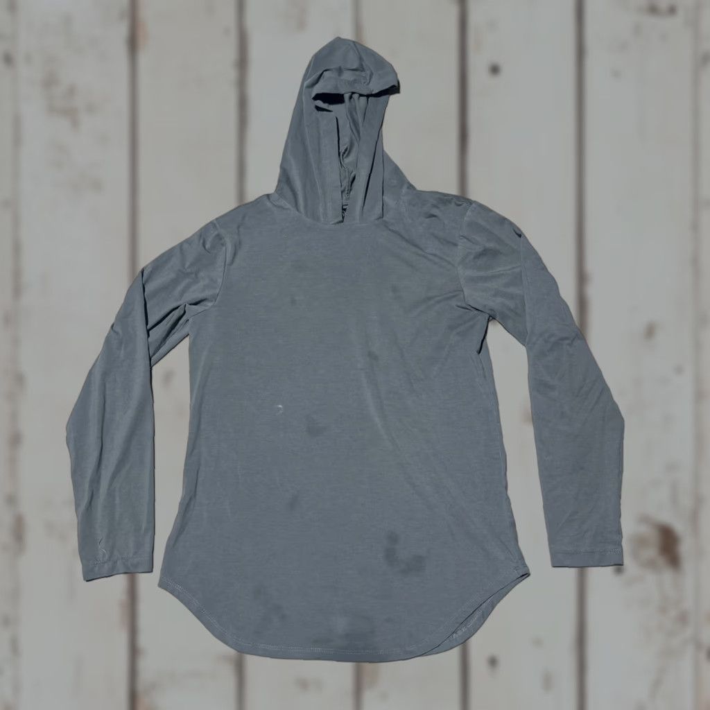 Cuts Cuts Hoodie Shirt Mens M Gray Elongated Curved Hem Lightweight All Seasons Hooded Stain Marks Size US M / EU 48-50 / 2 - 1 Thumbnail