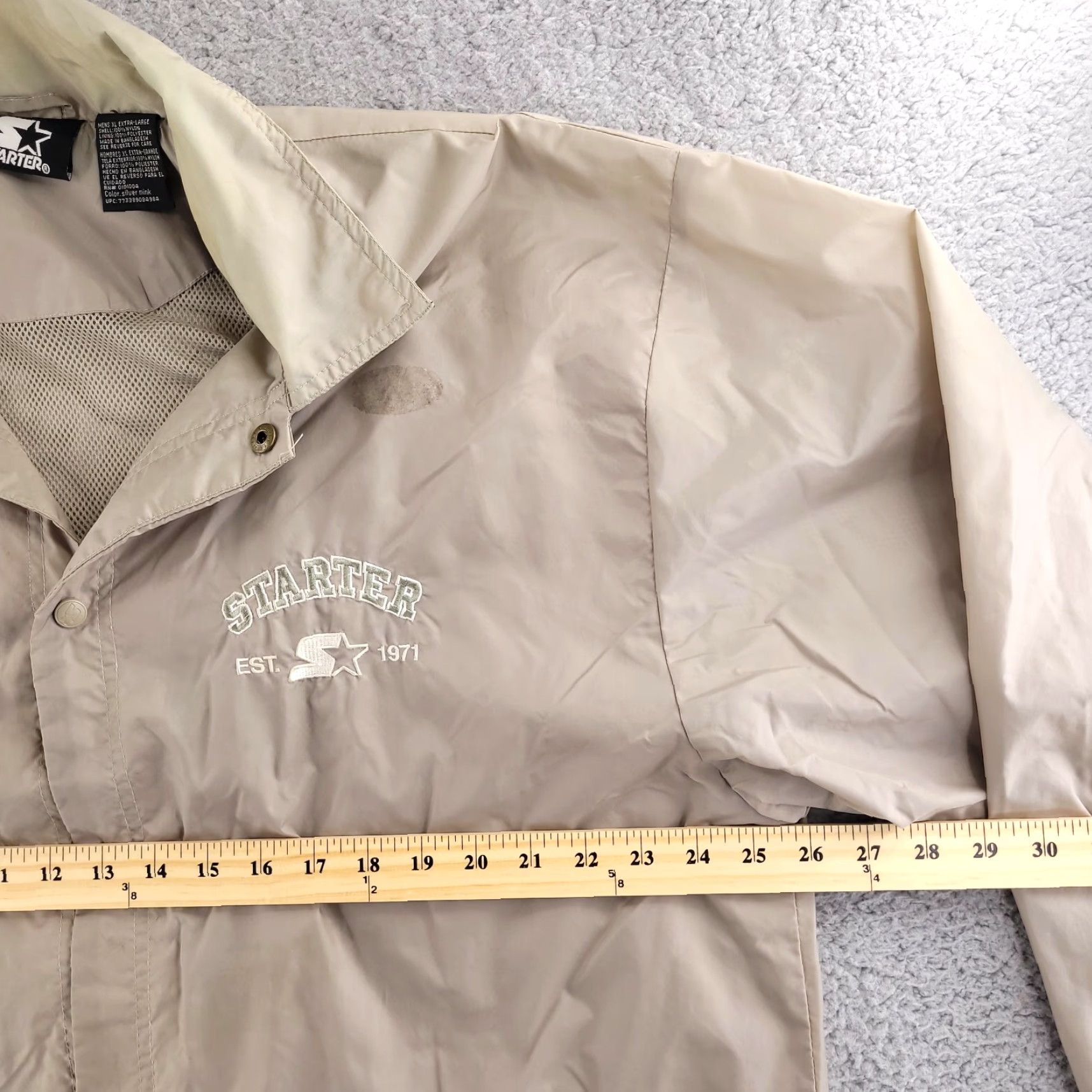 Starter VINTAGE Starter Jacket Mens XL Nylon Army Brown Windbreaker Track Jacket Brown Army Nylon Starter Jacket Mens XL Windbreaker 90s Mens Size US XL / EU 56 / 4 - 7 Thumbnail