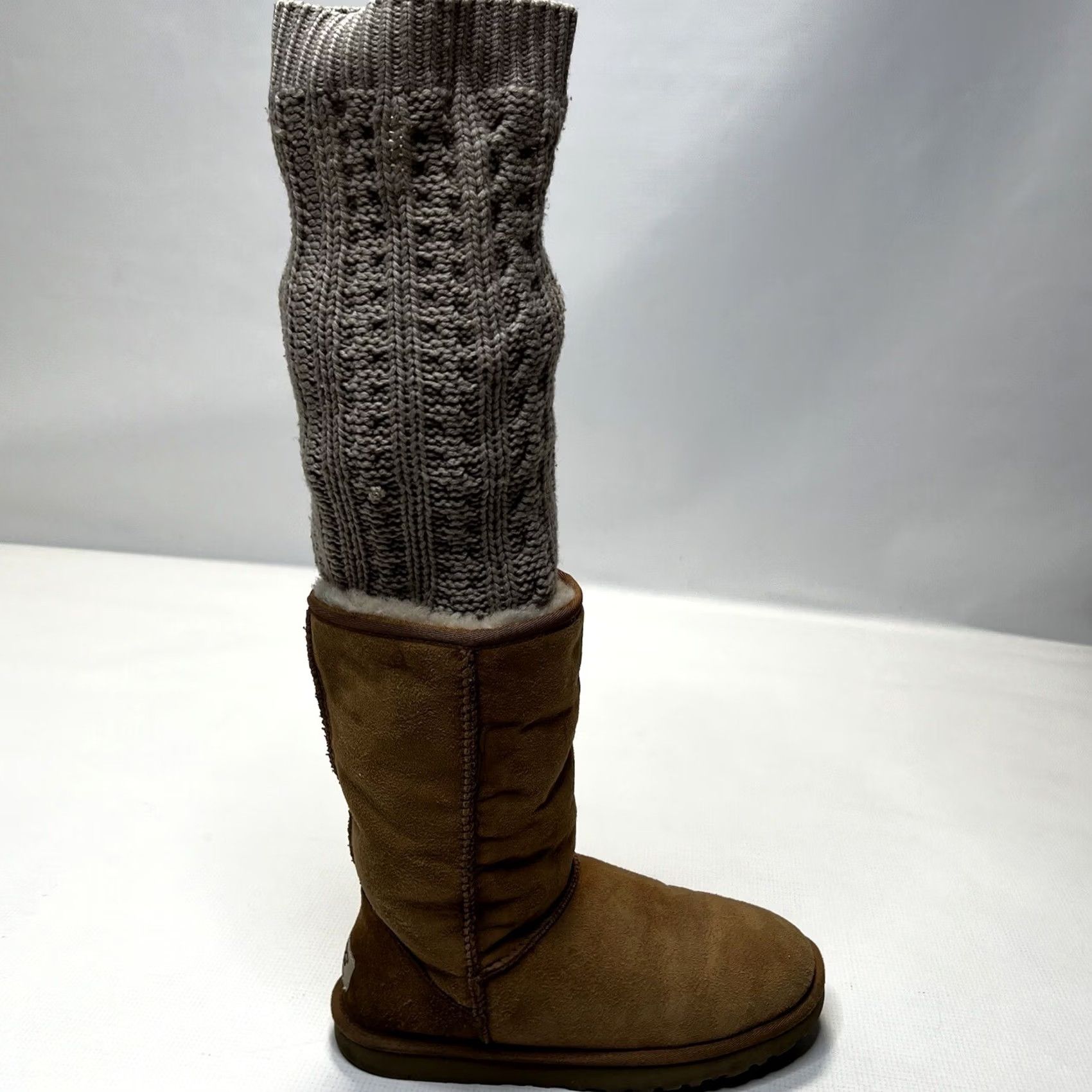 Ugg UGG Australia Women Tularosa Route Detachable Knit Collar Boots Chestnut Brown Size 7 Suede Sheepskin Lined Mid-Calf Boots Size US 7 / IT 37 - 4 Thumbnail