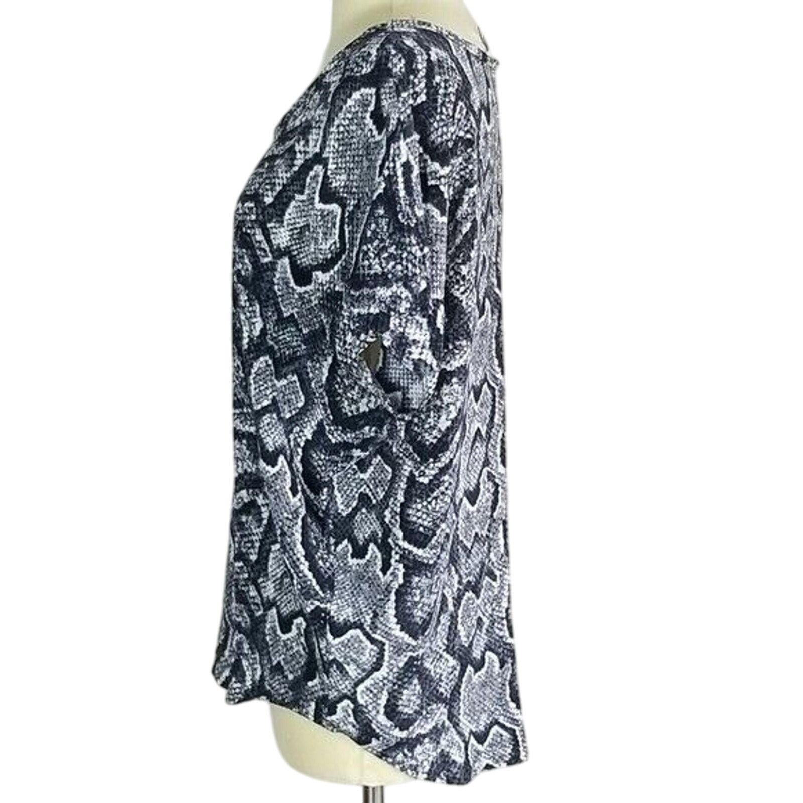 Joie Joie Silk Blouse Women XS Gray Snakeskin Print SS Round Size XS / US 0-2 / IT 36-38 - 4 Thumbnail