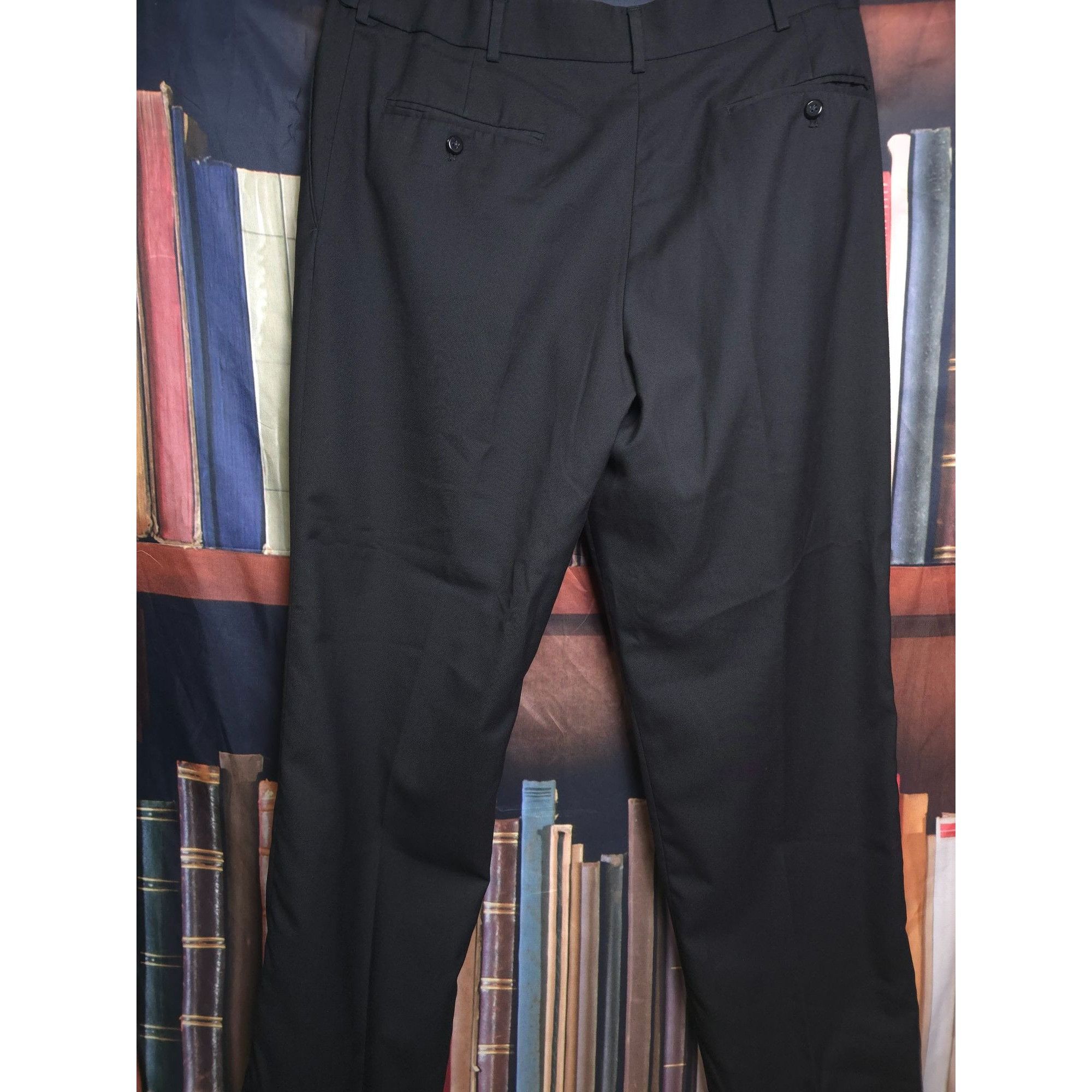 Stafford Stafford travel Men's Classic Fit Black Pleated Dress Pants Size 38R - 5 Thumbnail