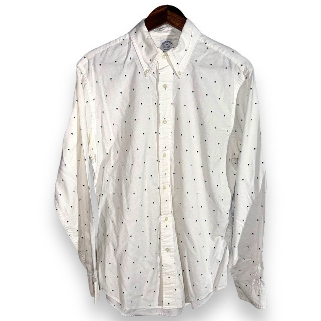 Brooks Brothers Brooks Brothers White Micro Palm Print Regent Oxford Shirt M Size US M / EU 48-50 / 2 - 1 Thumbnail