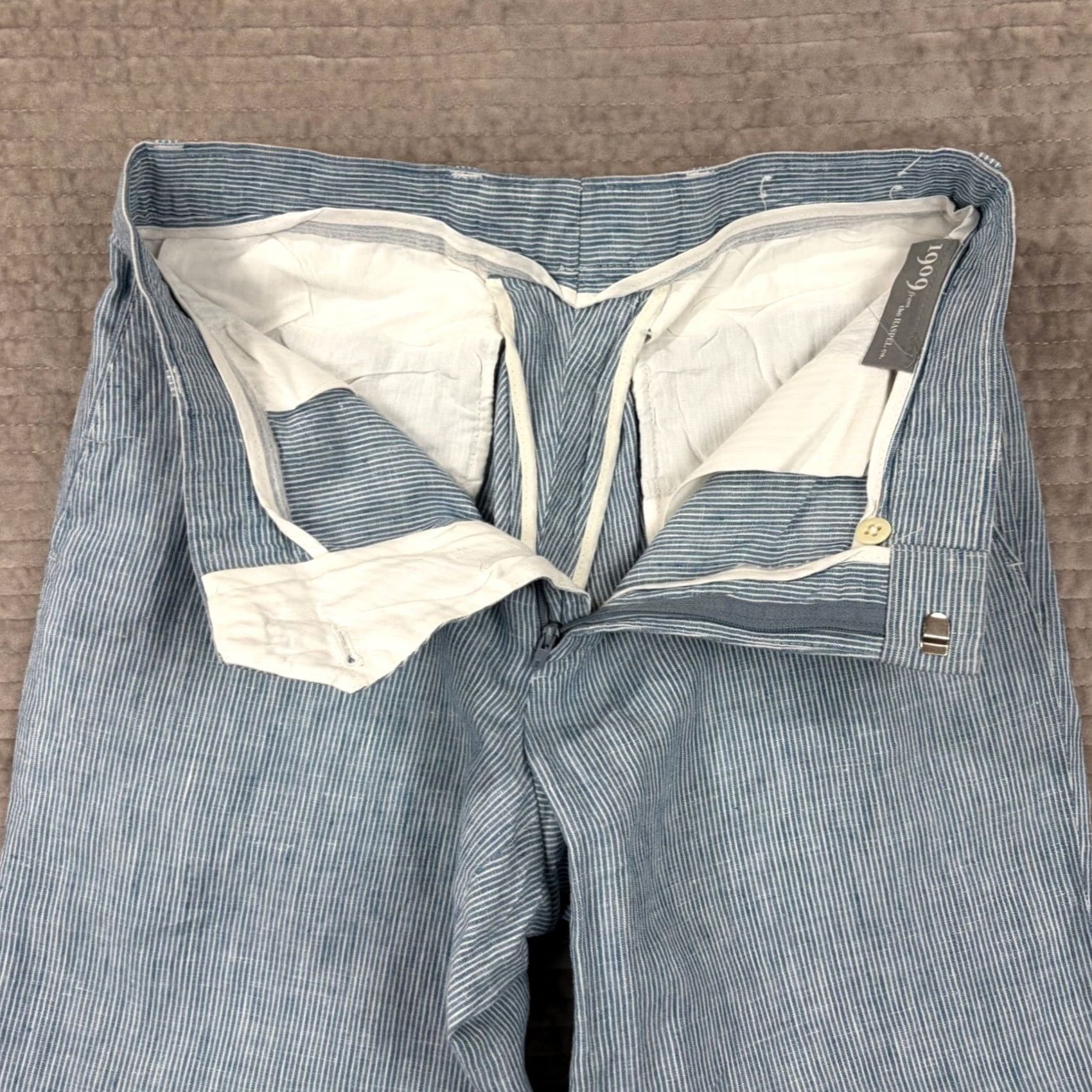CO 1909 from The Haspel Co. Blue White Pinstripe Linen Wide Leg Trousers Pants Sz 8 Size 30" / US 8 / IT 44 - 7 Thumbnail
