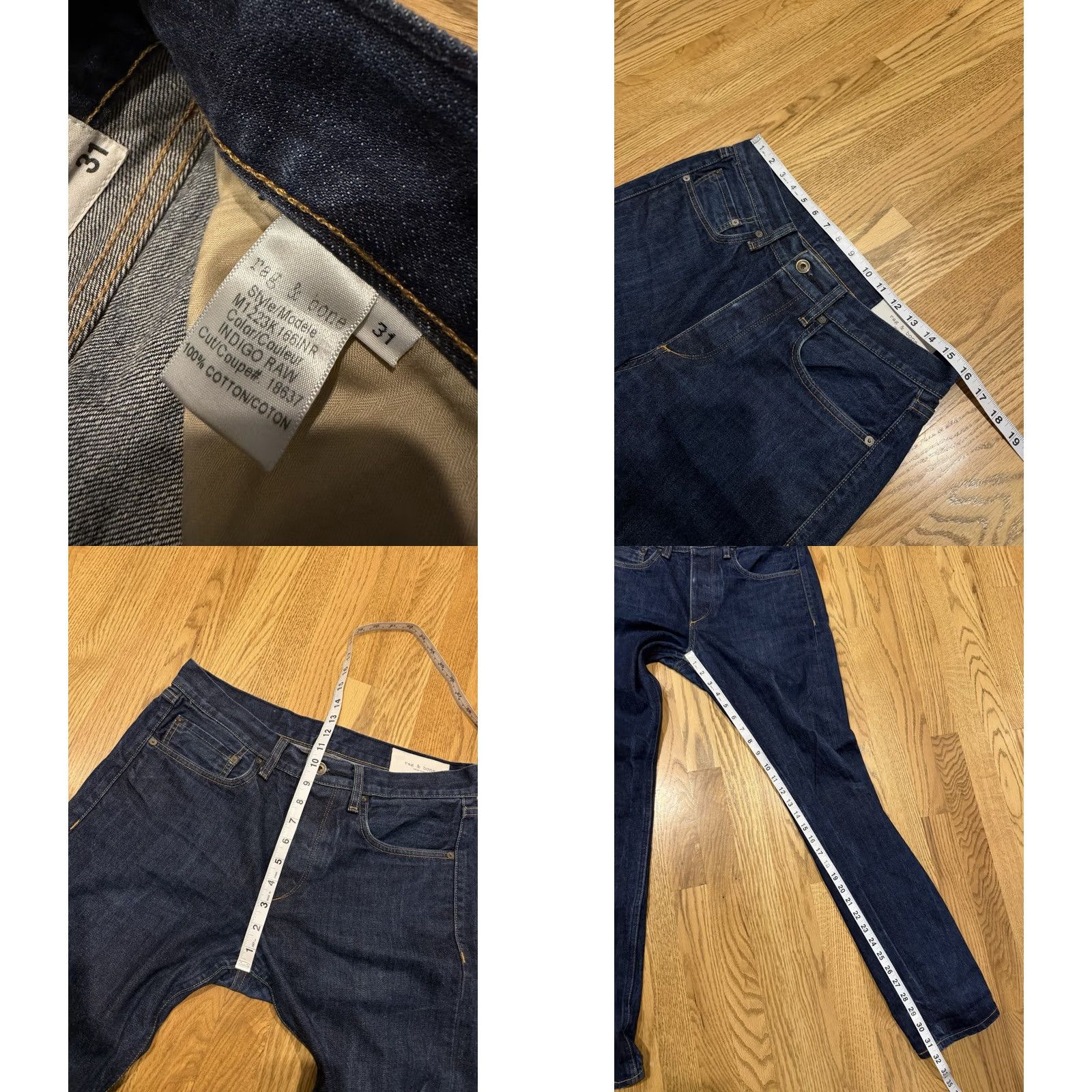 Rag & Bone VINTAGE Rag & Bone Fit 2 Slim Jeans Men’s 31x31.5 Selvedge Indigo Denim Button Fly Size US 31 - 8 Thumbnail