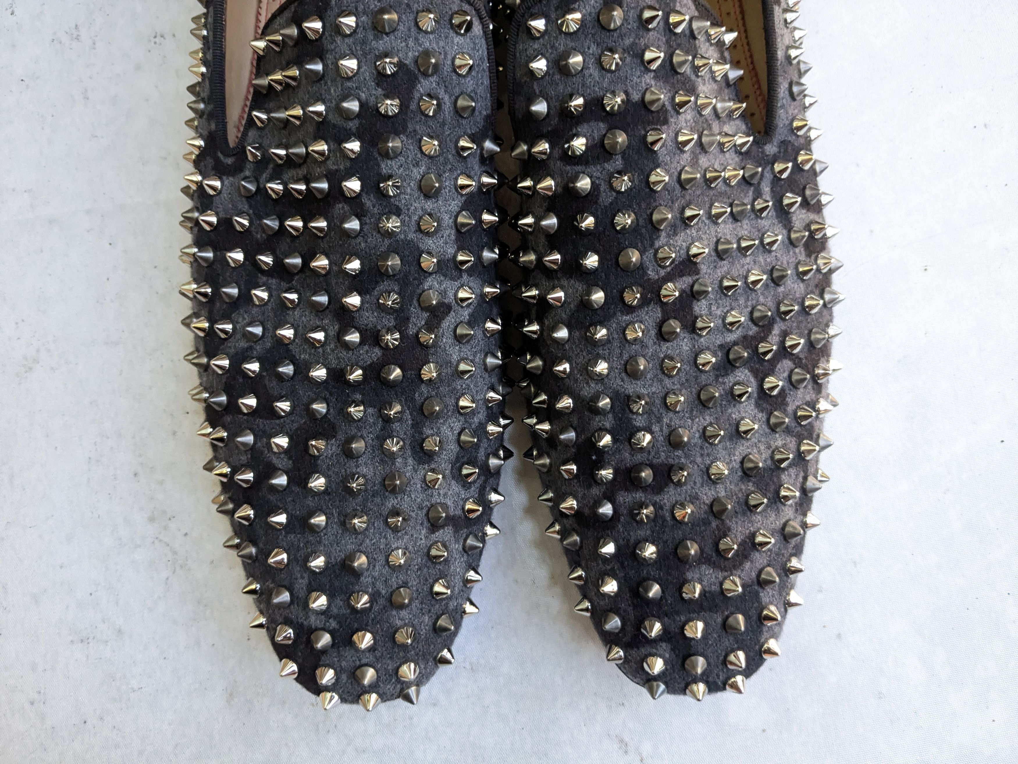 Christian Louboutin Christian Louboutin Spike Loafers Black Gray 13 46 Wool Size US 13 / EU 46 - 3 Thumbnail