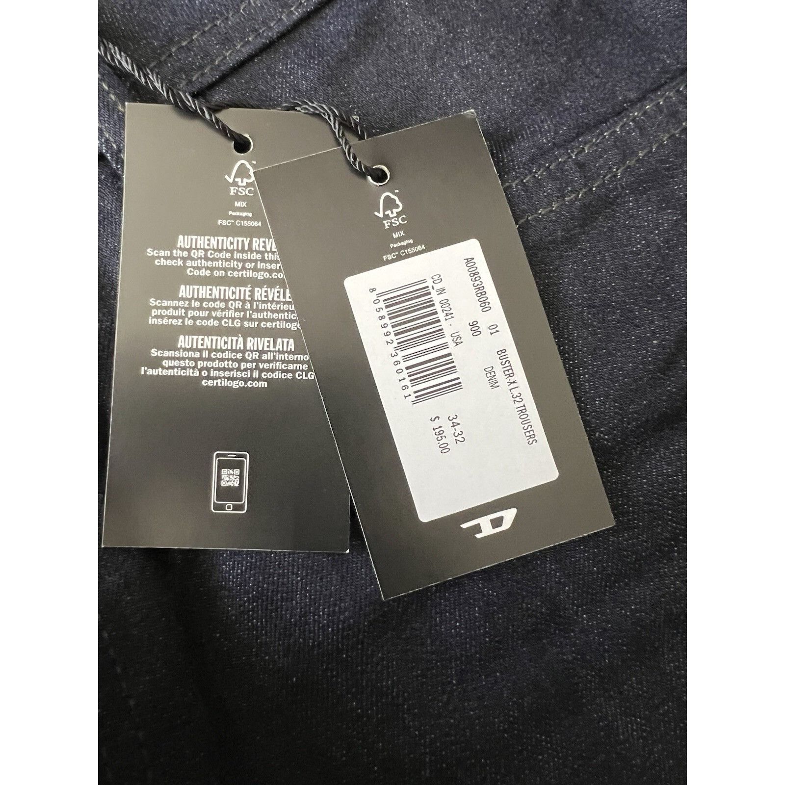 Diesel Diesel Mens Buster Tapered Jeans RB060 Dark Blue Size 34/32 Size US 34 / EU 50 - 7 Thumbnail
