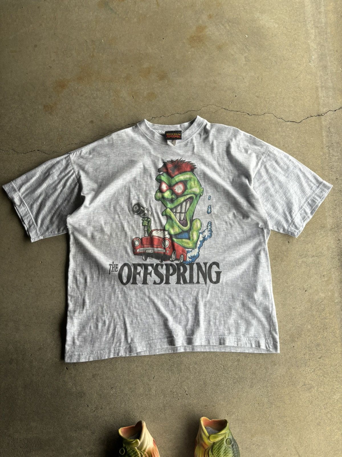 image of Brockum x Rock T Shirt Crazy 90's The Offspring 1995 Stupid Godamn Dumbshit Tee in Grey (Size XL)