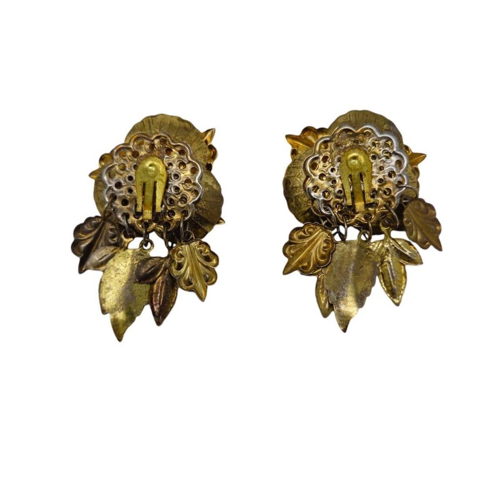 Vintage Vintage Baroque Gold Floral Clip-On Earrings Size ONE SIZE - 4 Thumbnail