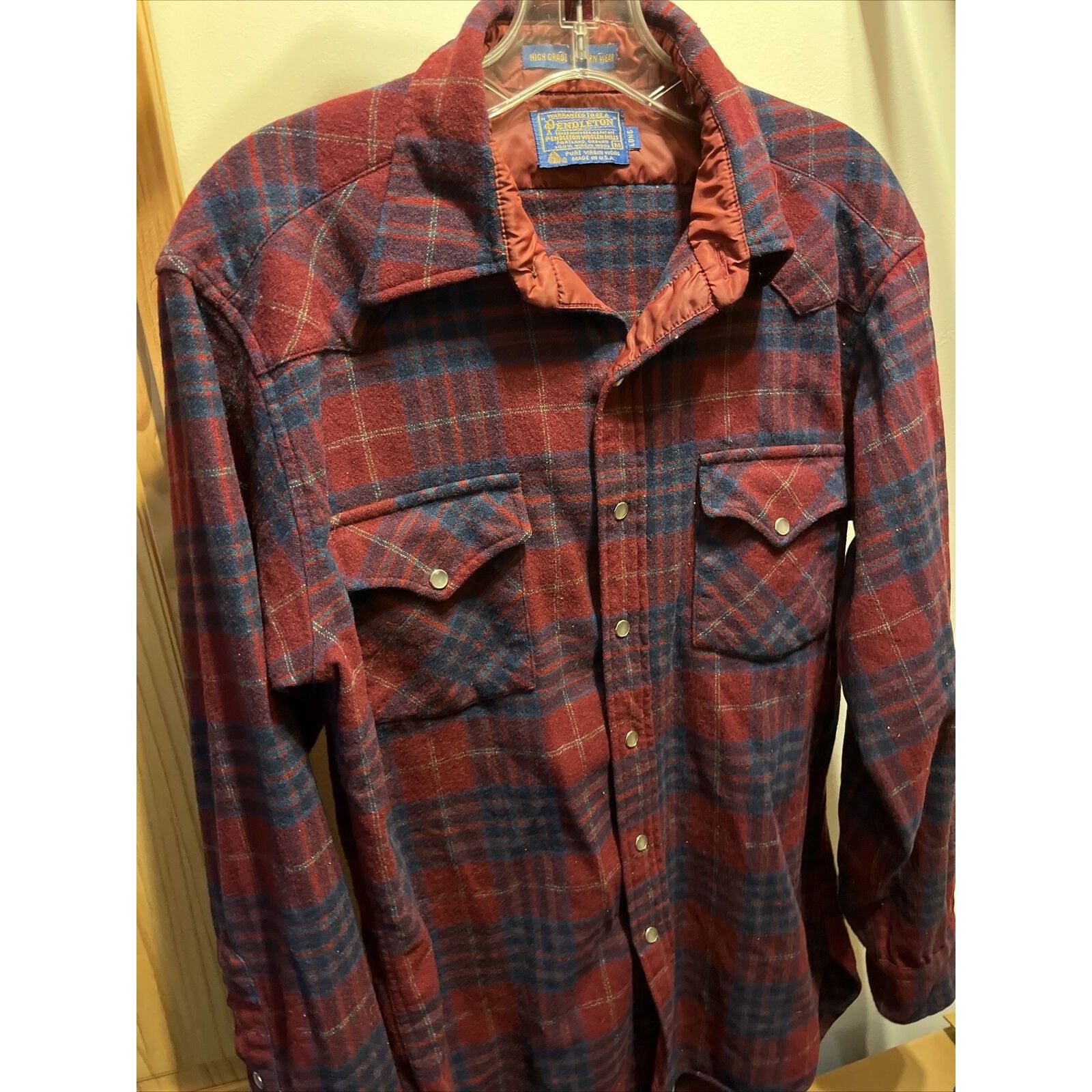 Pendleton Pendleton High Grade Men’s M Red Plaid Pearl Snap Wool Shirt Size US M / EU 48-50 / 2 - 14 Thumbnail