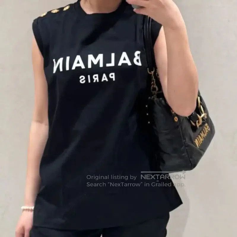 Balmain Balmain Black Cotton T-Shirt for Women . Size S / US 4 / IT 40 - 5 Thumbnail