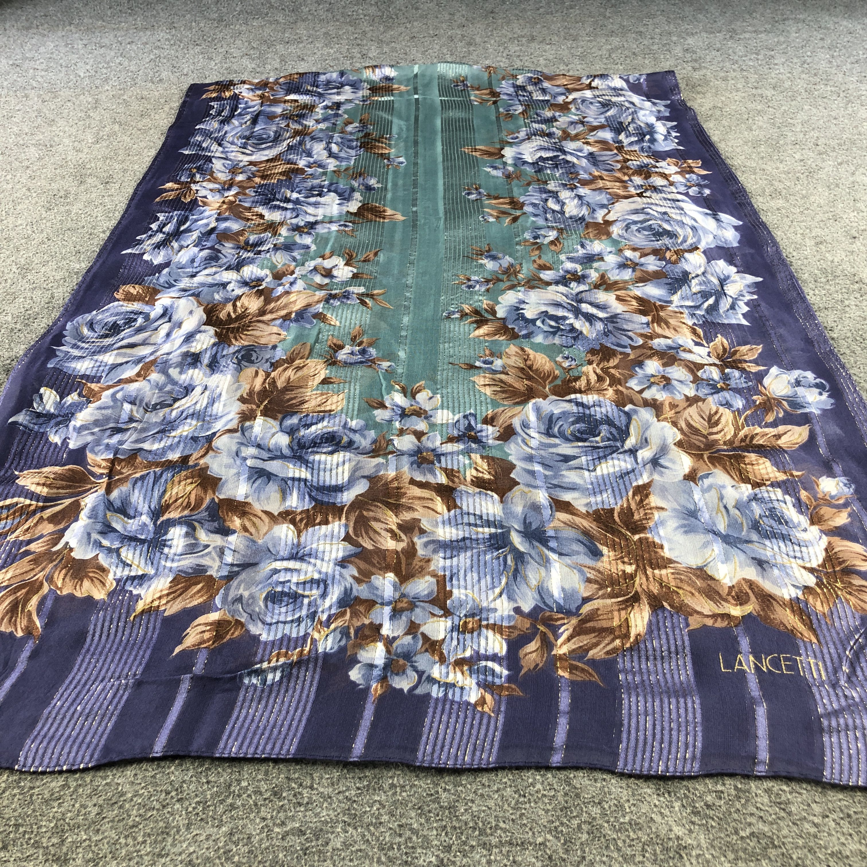 Lui di Lancetti Lancetti Floral Silk Stole Silk Scarf M1092 Size ONE SIZE - 4 Thumbnail