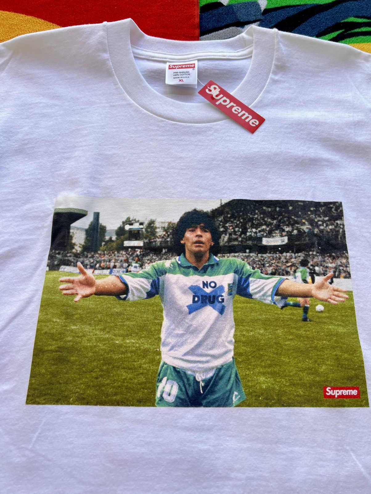 Supreme XL Supreme Maradona Tee white T-shirt football diego drugs Size US XL / EU 56 / 4 - 5 Thumbnail