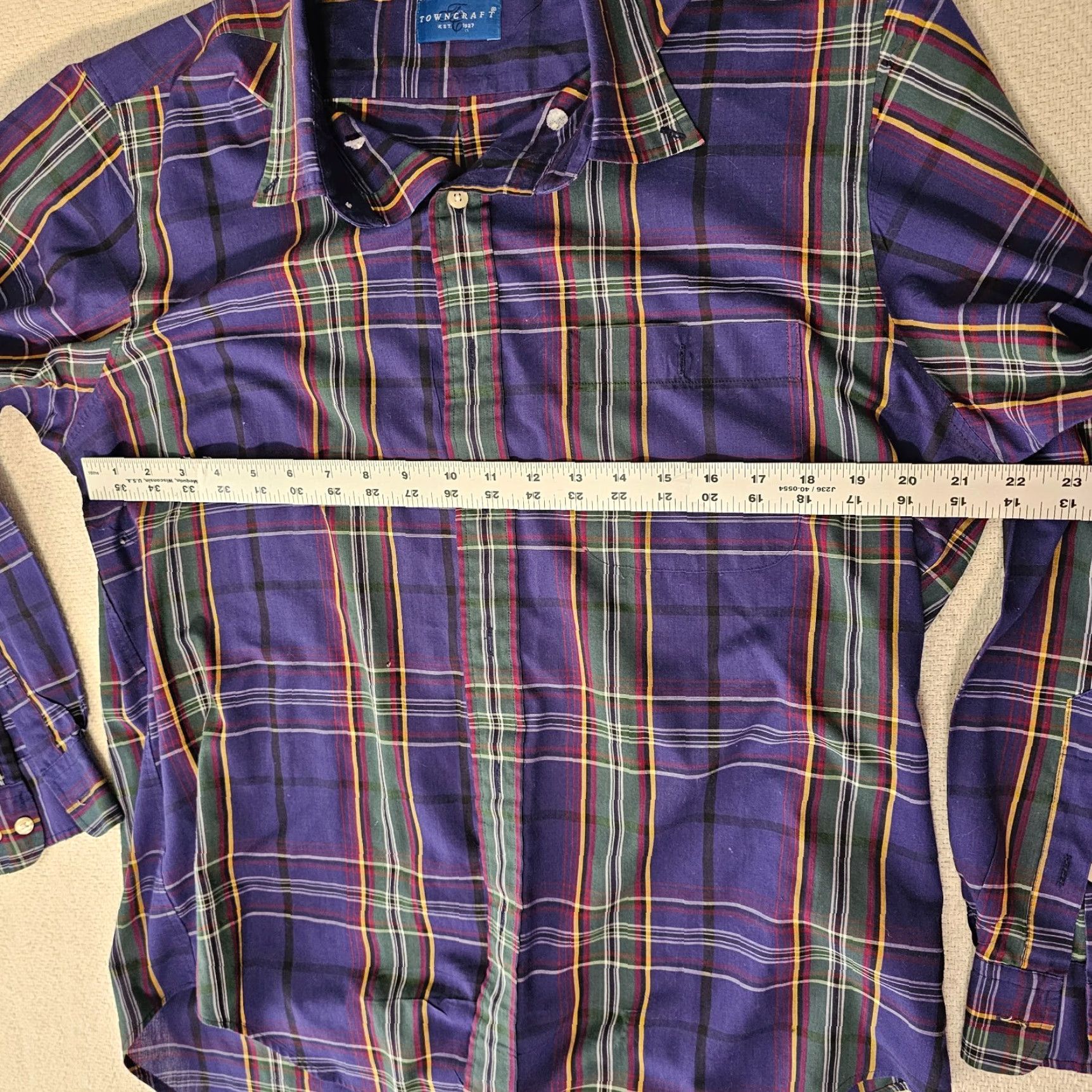 Vintage Towncraft Button-Down Shirt Mens Large Purple Plaid Long Sleeve Shirt Size US L / EU 52-54 / 3 - 5 Thumbnail