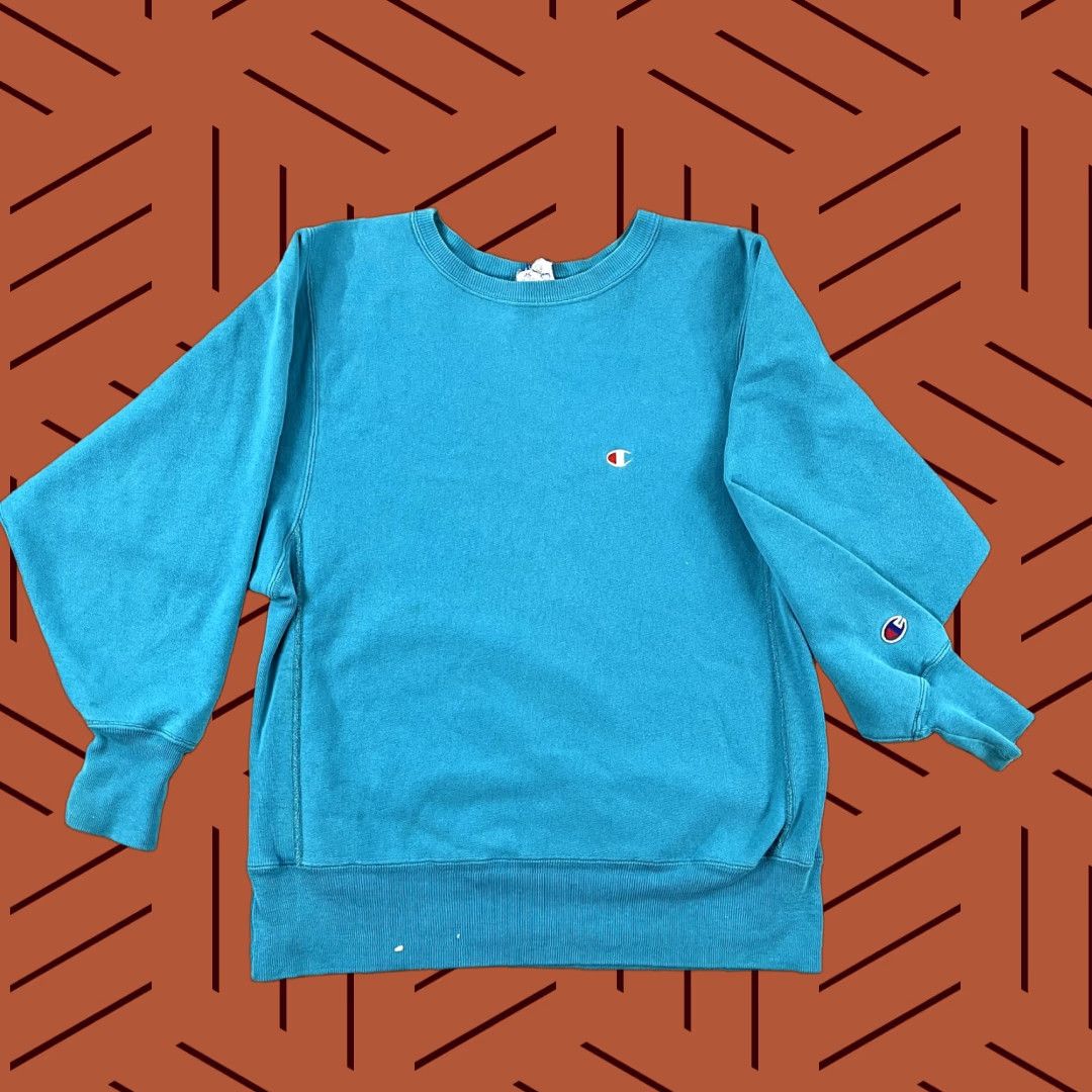 Champion VINTAGE CHAMPION Sweatshirt Womens M Blue Reverse Weave Pullover 90s USA Size M / US 6-8 / IT 42-44 - 1 Thumbnail