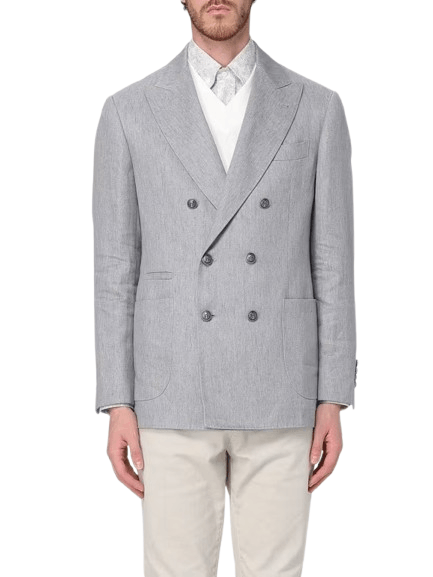 Brunello Cucinelli o1y0526 Double-breasted Blazer in Light Gray Size US L / EU 52-54 / 3 - 1 Thumbnail
