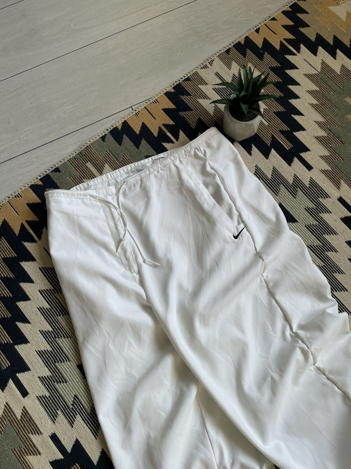 Nike × Vintage Vintage Nike Nylon Y2K Drill Swoosh Track Pants Size US 34 / EU 50 - 2 Thumbnail
