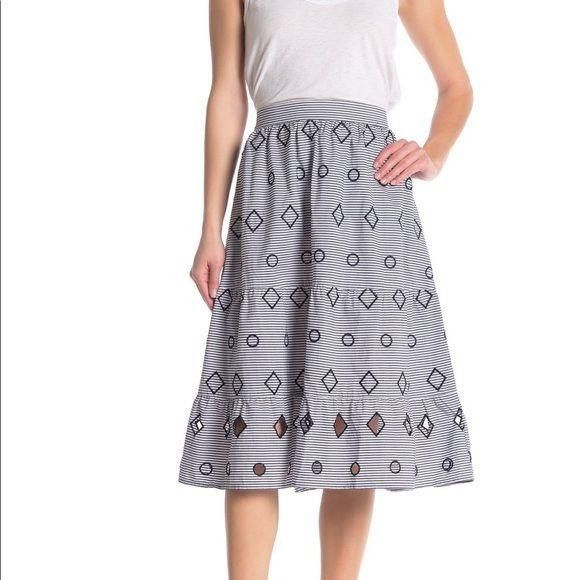 Madewell Madewell S Blue White Stripe Tiered Skirt Nautical Coastal E Size 27" / US 4 / IT 40 - 9 Thumbnail