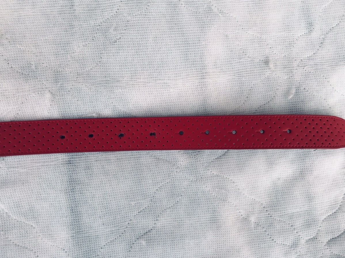 Nike Vintage Y2K Nike Swoosh Belt Buckle & Bill Adler Red Leather Size 46 - 8 Thumbnail