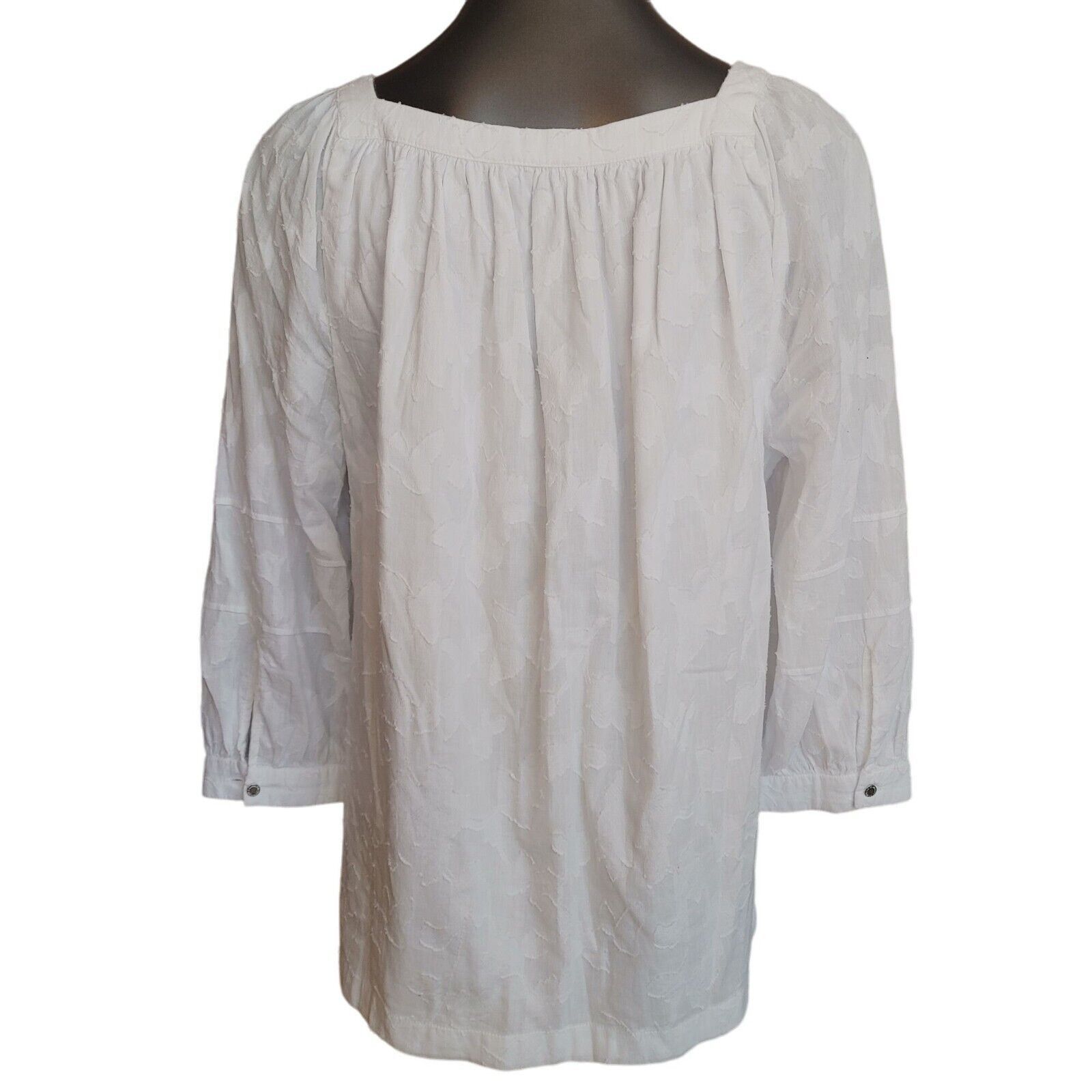 Calvin Klein Calvin Klein Women's White Square Neck Long Sleeve Sheer Top Size M / US 6-8 / IT 42-44 - 2 Thumbnail
