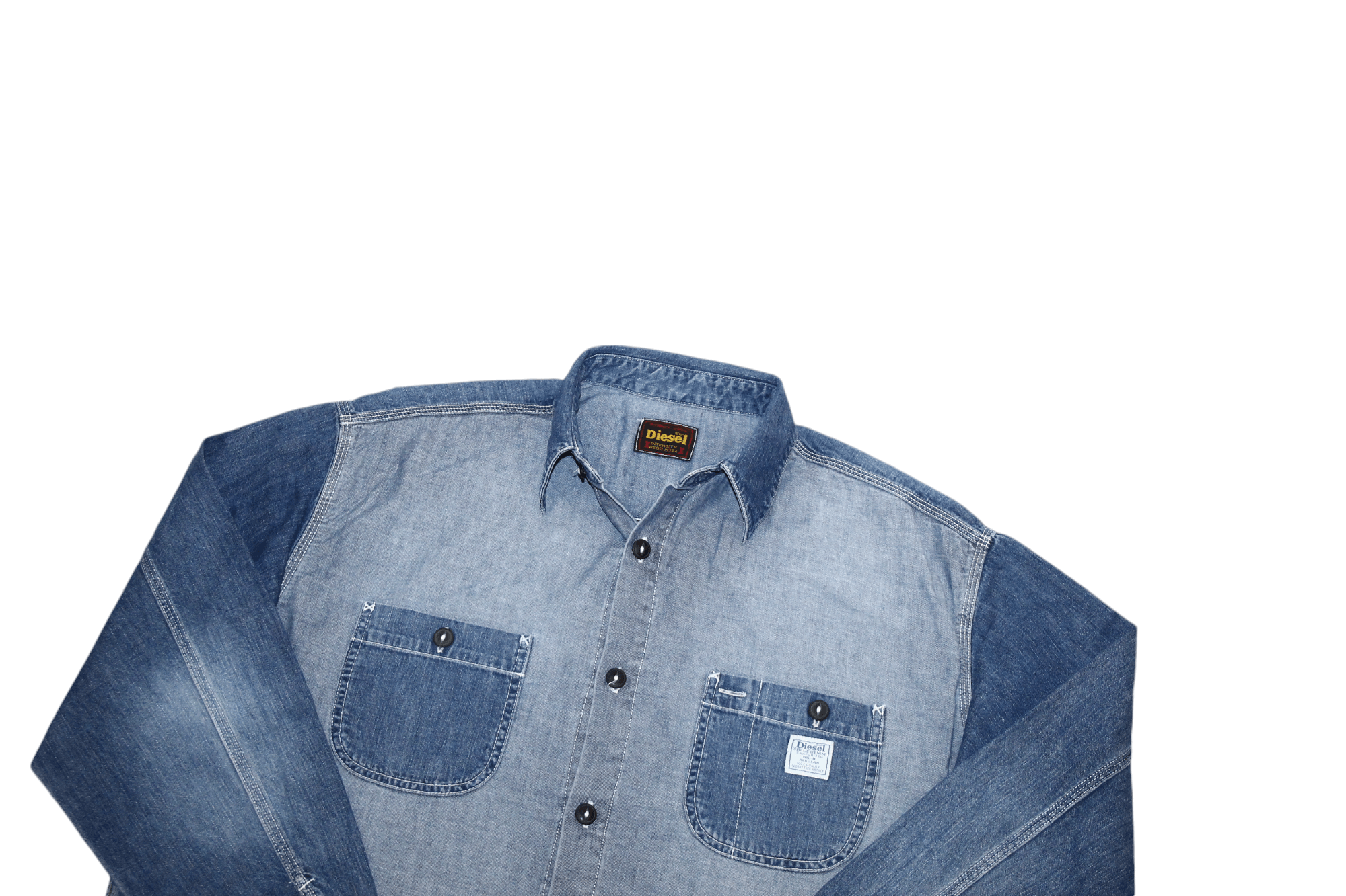 Diesel 80's Diesel Blue Denim Sanforized 55-R Work Baggy Shirt Size US XL / EU 56 / 4 - 2 Thumbnail