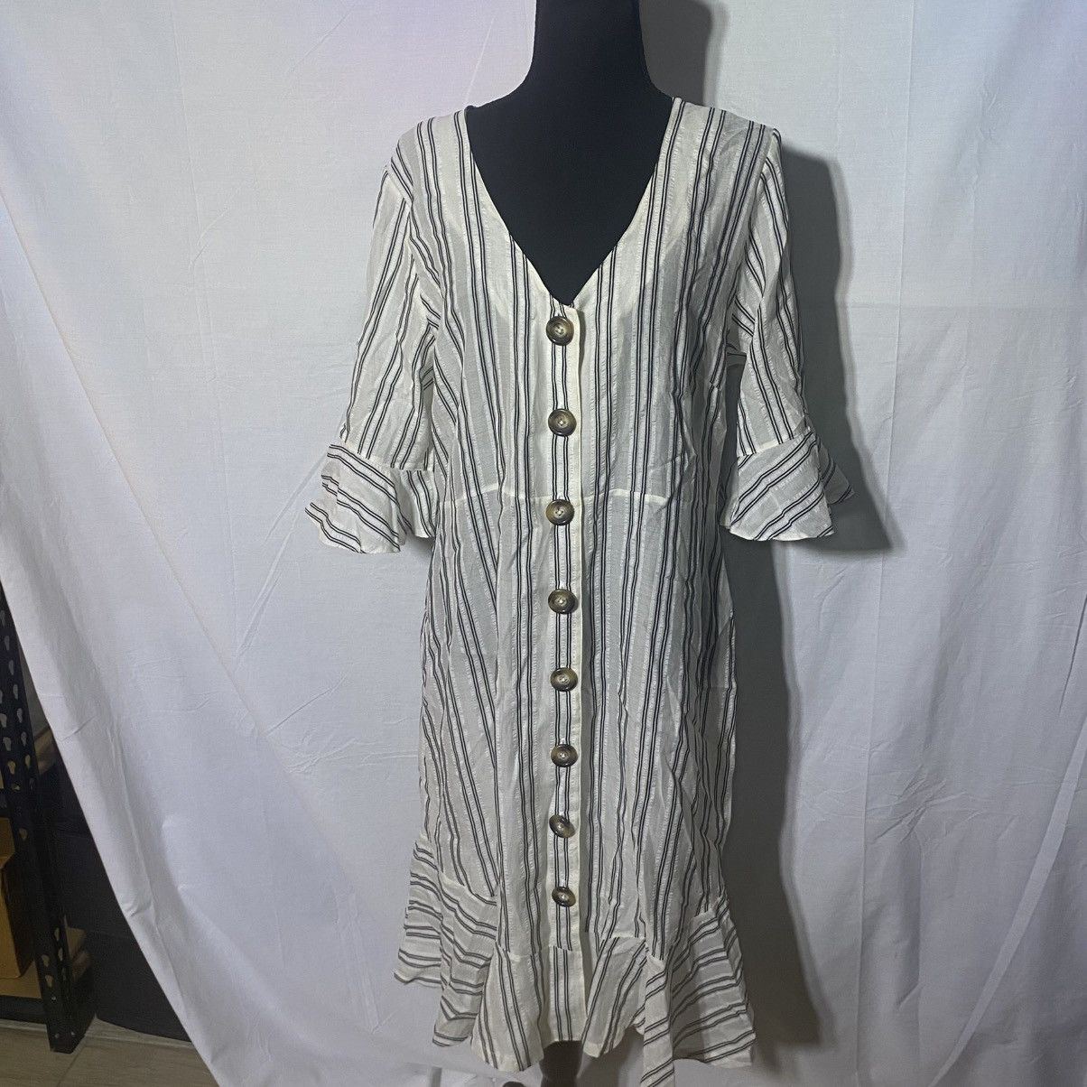 Other ELSE Capri Summer Dress Striped Button Front L MSRP$300+ Size L / US 10 / IT 46 - 1 Thumbnail