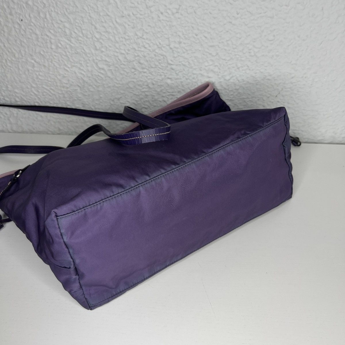 Prada Prada Milano Shoulder Tote Shopper Bag Re-Nylon Purple Logo Size ONE SIZE - 6 Thumbnail