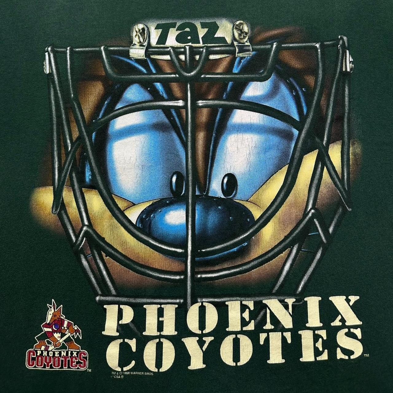 NHL × Vintage × Warner Bros Vintage Phoenix Coyotes Taz Face Mask T-Shirt Size US XL / EU 56 / 4 - 3 Thumbnail
