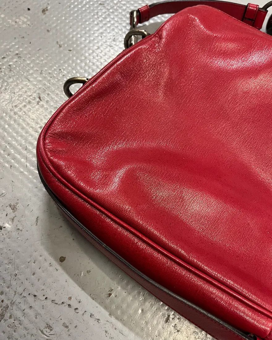 Yves Saint Laurent 2000s Yves Saint Laurent By Tom Ford Red Leather Mombasa Black Horn Handle Bag Size ONE SIZE - 8 Thumbnail