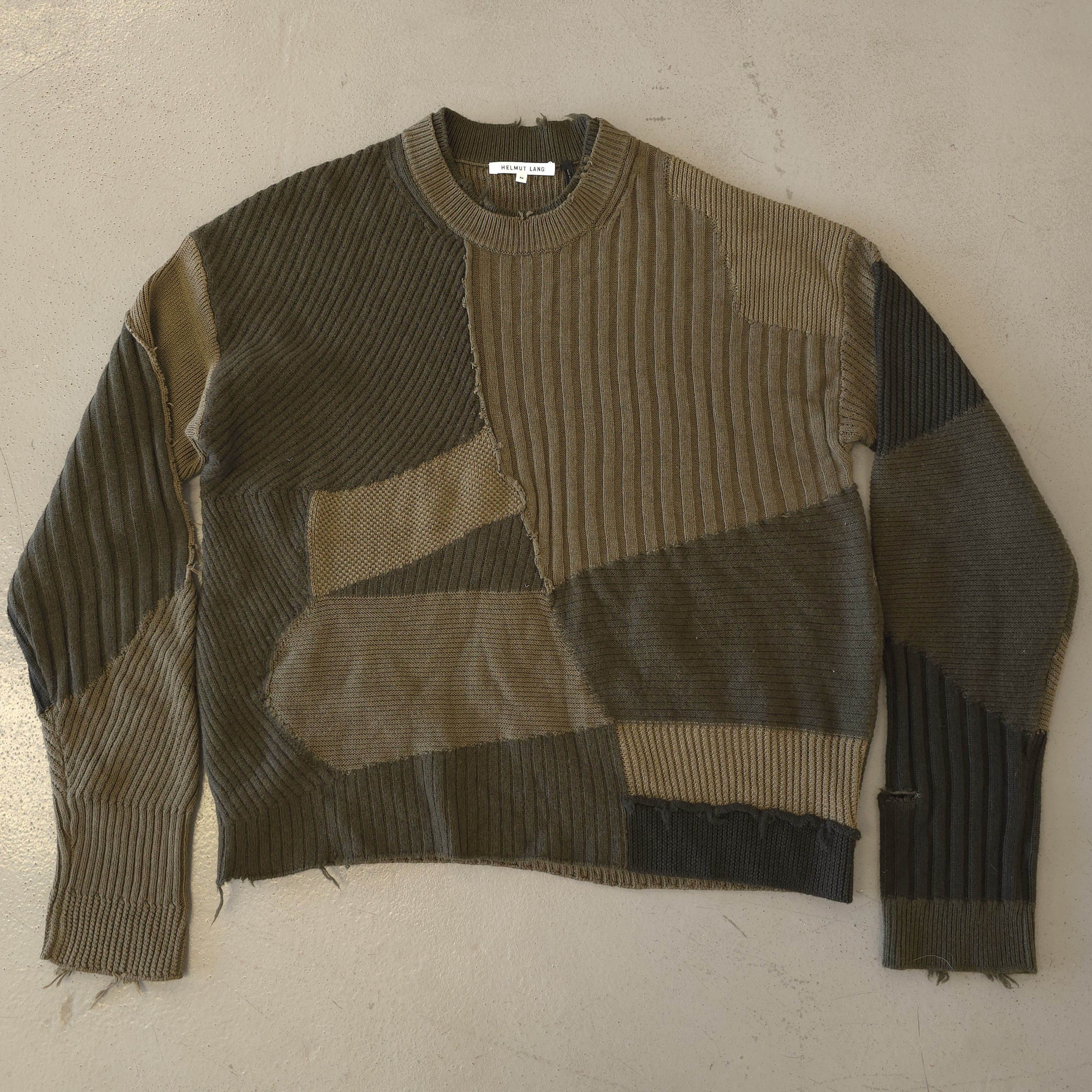 Helmut Lang Patchwork Military Knit Ribbed Sweater Size US M / EU 48-50 / 2 - 1 Thumbnail