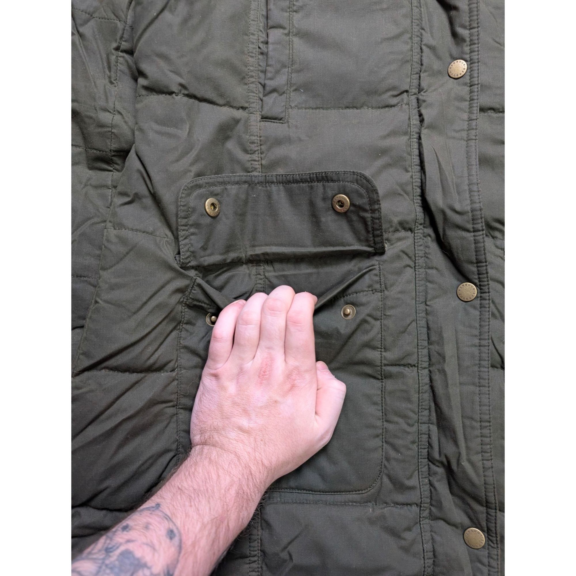 Barbour Barbour Peninsula Waxed Down Jacket Coat (Y1093) Size XL / US 12-14 / IT 48-50 - 3 Thumbnail
