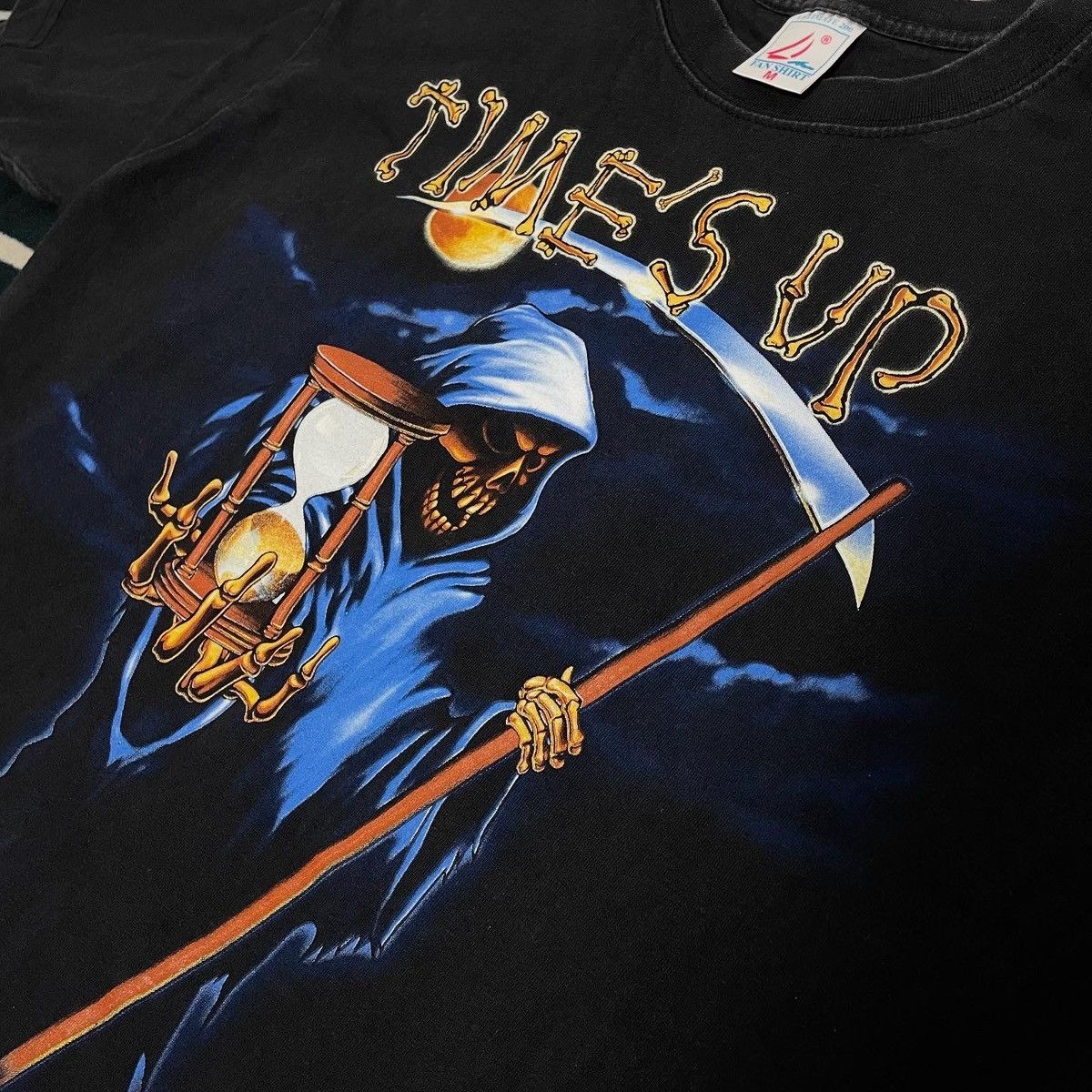 Vintage T-shirt time’s up death skull Vintage 90s washed black rare Size US M / EU 48-50 / 2 - 4 Thumbnail