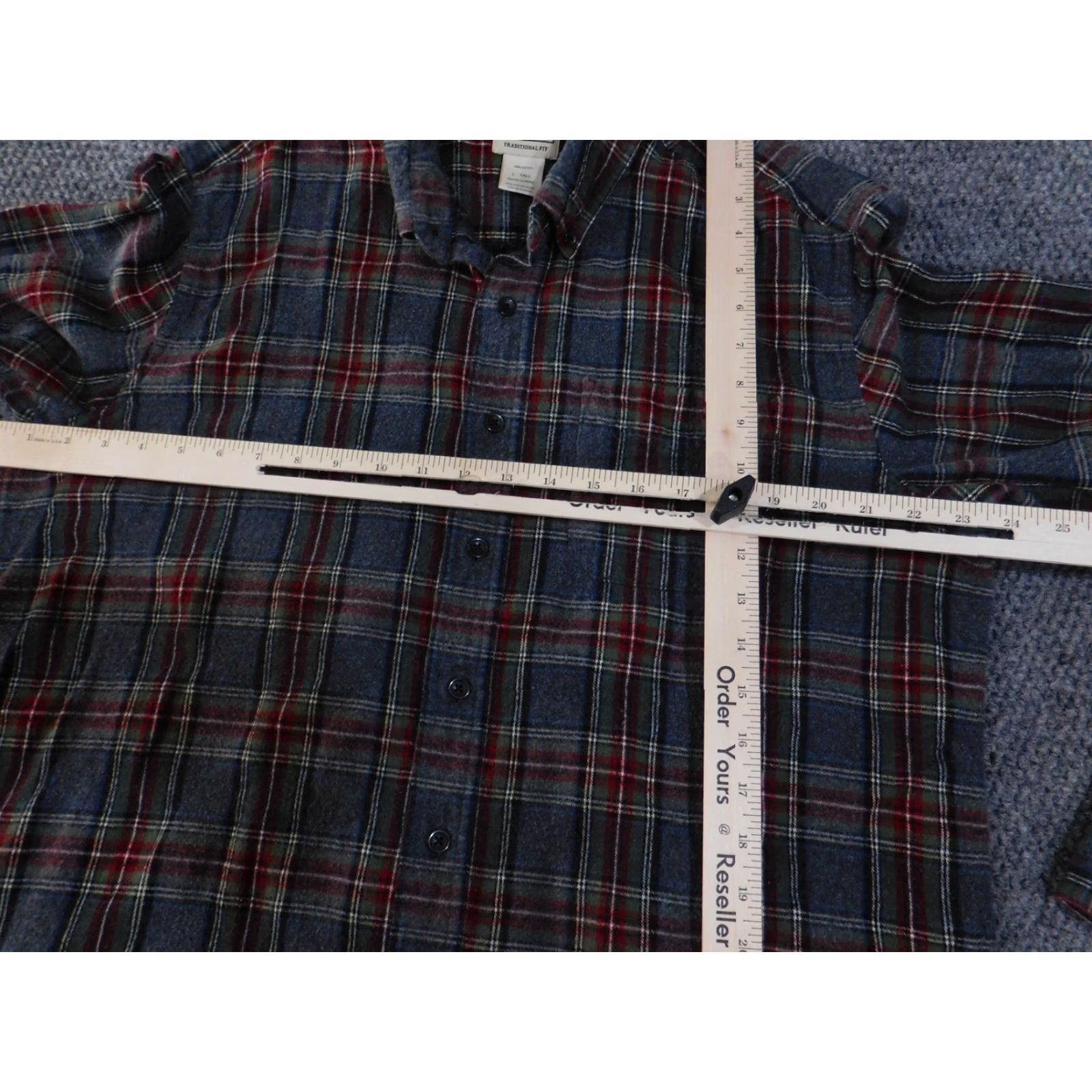 Vintage LL Bean Shirt Mens Large Tall Gray Red Plaid Flannel Button Down Traditional Fit Size US L / EU 52-54 / 3 - 5 Thumbnail