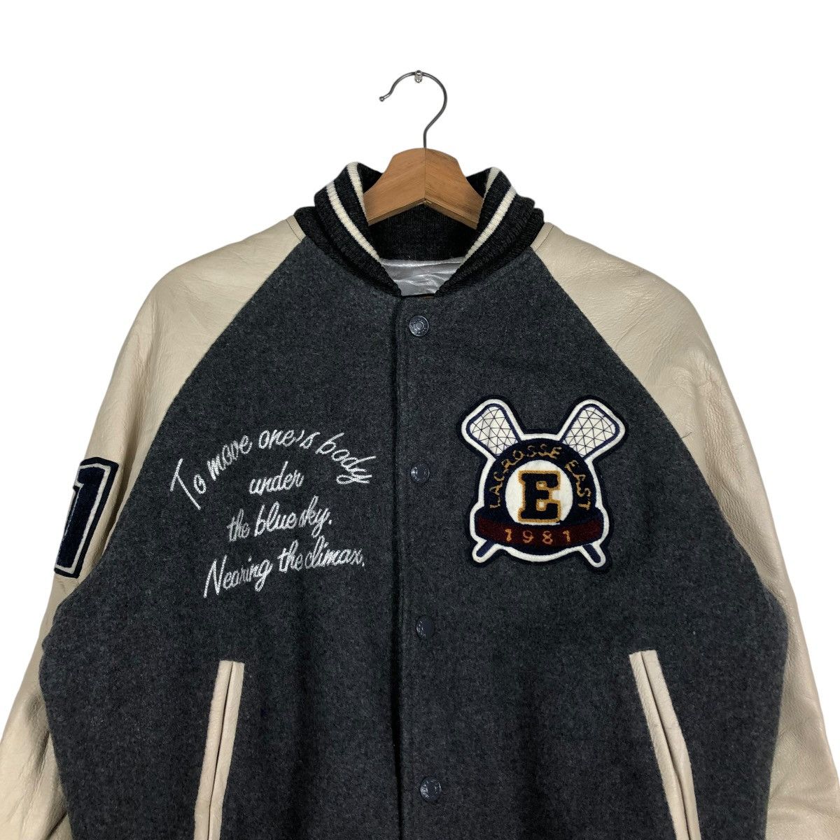 Japanese Brand 🔥VINTAGE VARSITY JUMPER LEATHER JACKET EAST BOY BIG LOGO Size US M / EU 48-50 / 2 - 5 Thumbnail