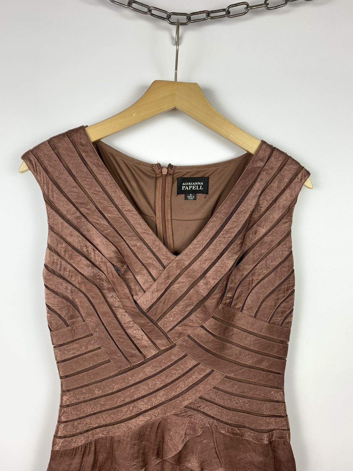 Adrianna Papell Vintage Adrianna Papell Pleated Mini Dress Size 8 Bronze Size M / US 6-8 / IT 42-44 - 2 Thumbnail