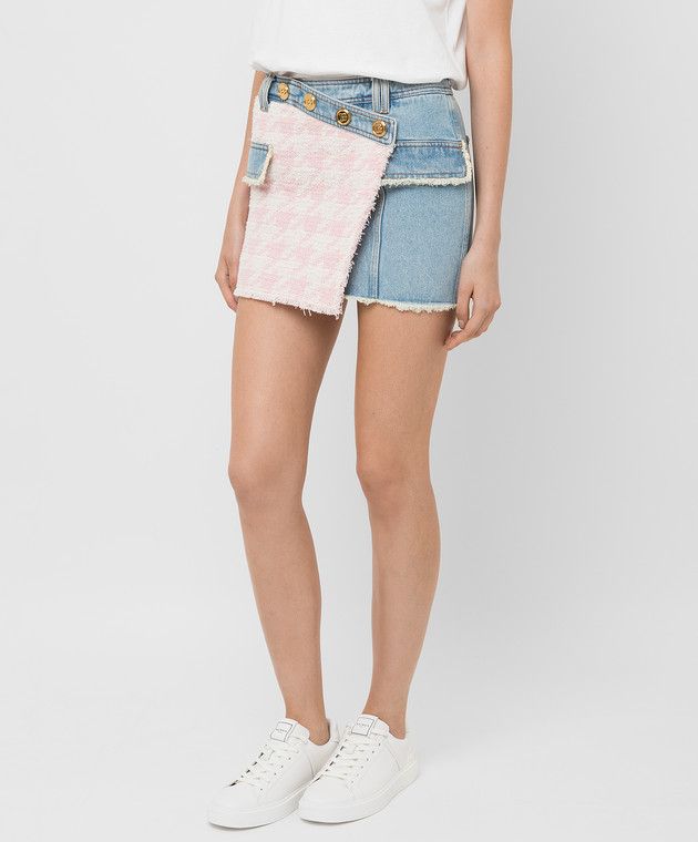 Balmain o1y0625 Denim Skirt in Multicolor Size 27" / US 4 / IT 40 - 3 Thumbnail