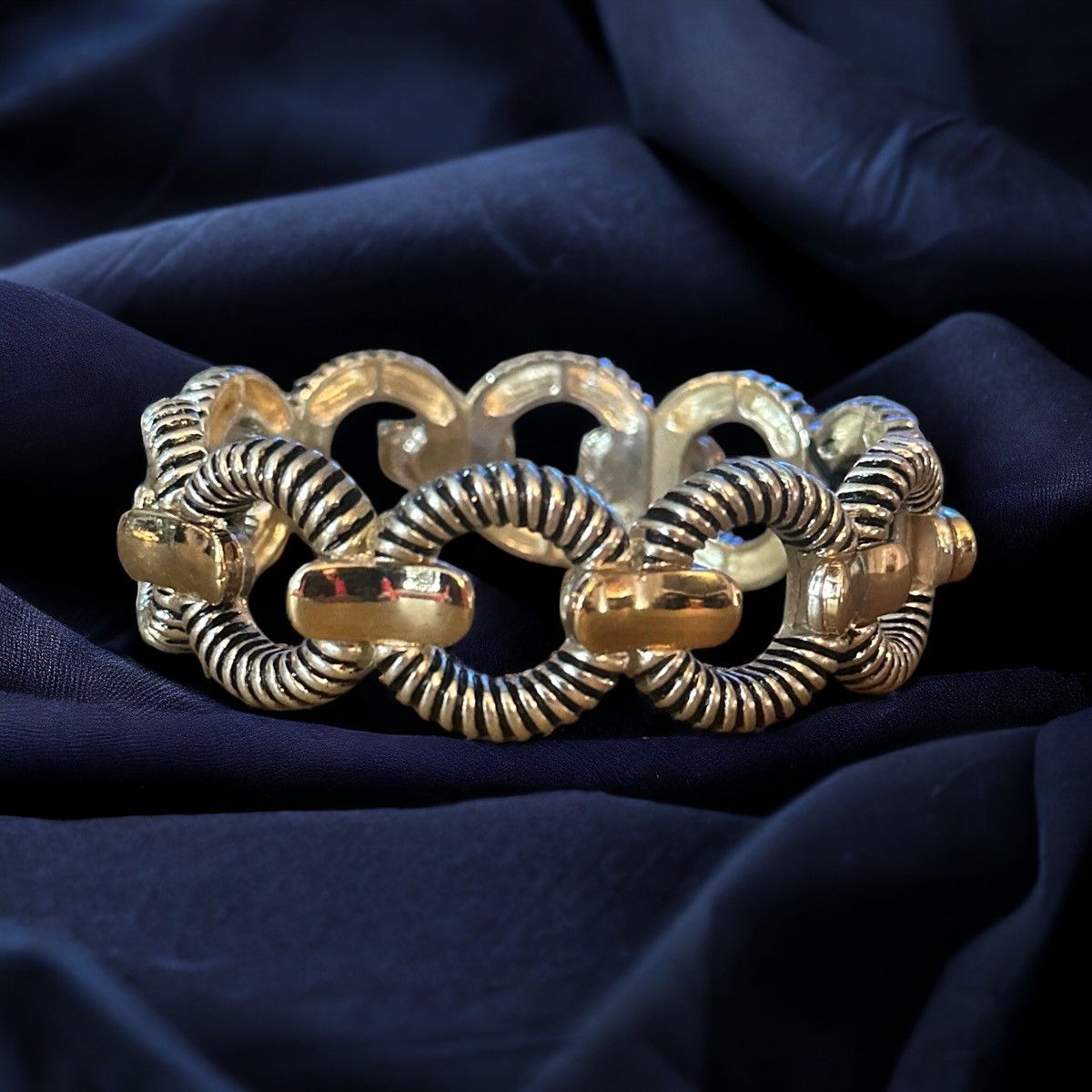 Other Two tone ribbed link stretch bracelet Size ONE SIZE - 1 Thumbnail