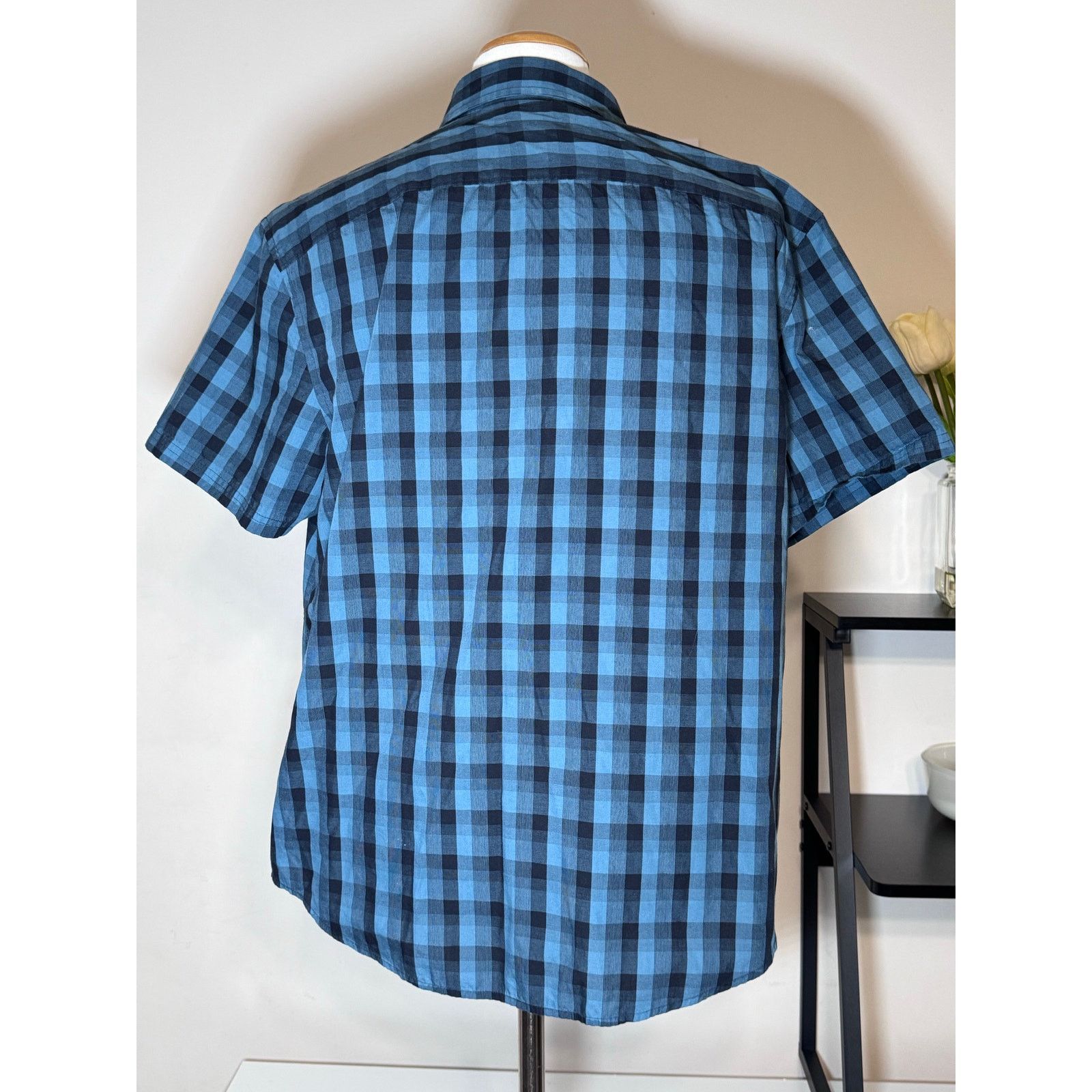 Original Penguin Original Penguin Button Up Shirt Blue Check Short Sleeve XL Size US XL / EU 56 / 4 - 2 Thumbnail