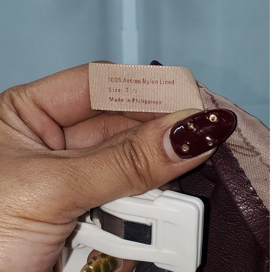 Anne Klein Anne Klein Brown Genuine Leather Gloves Fully Lined Size 7.5 Size ONE SIZE - 5 Thumbnail