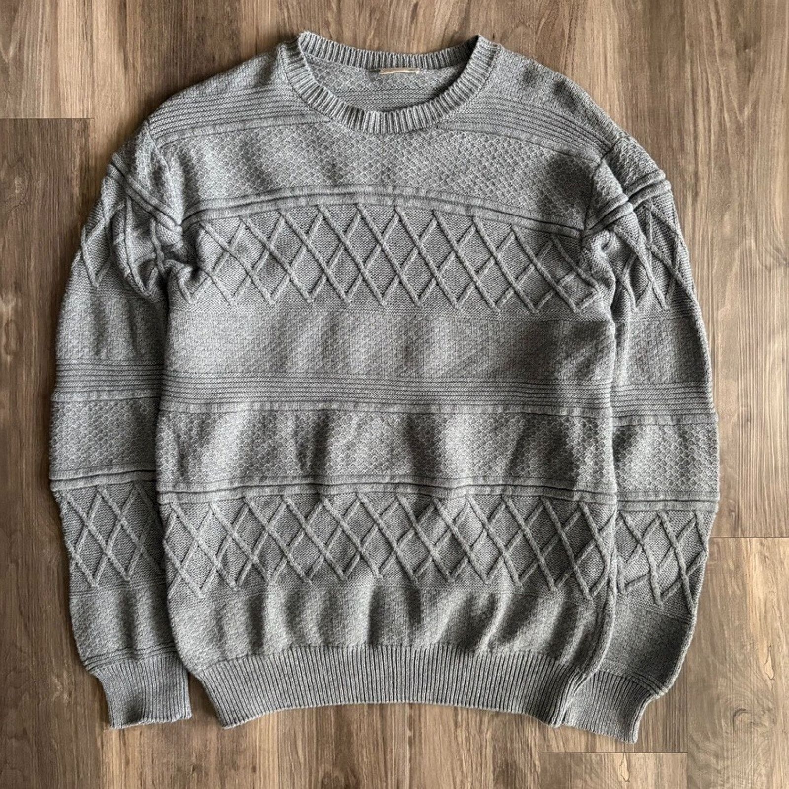 Vintage Vintage Cable Knit Sweater Men's Size M Gray 1990s Textured Size US M / EU 48-50 / 2 - 1 Thumbnail