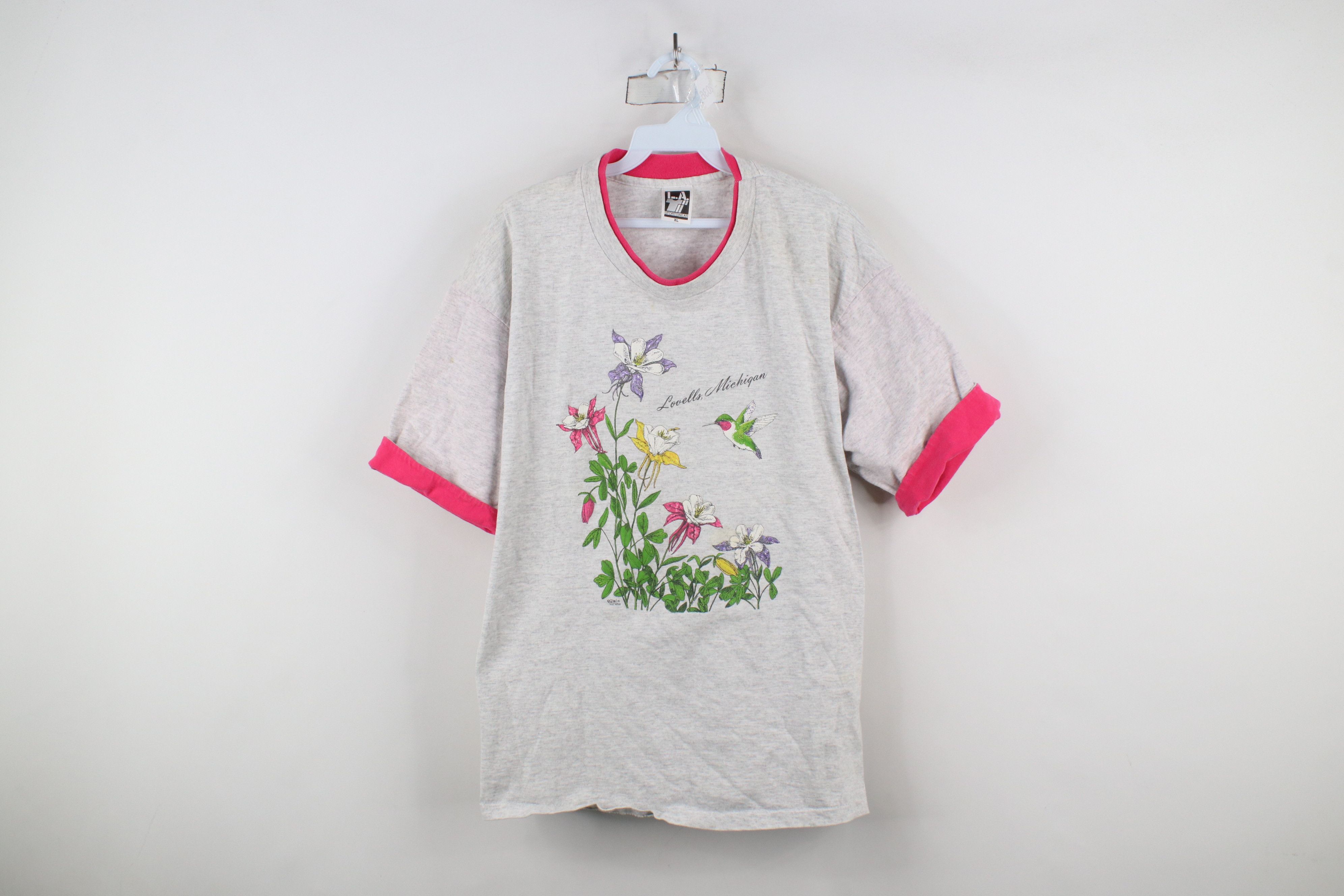 Vintage Vintage 90s Streetwear Nature Hummingbird Flower T-Shirt USA Size XL / US 12-14 / IT 48-50 - 1 Thumbnail