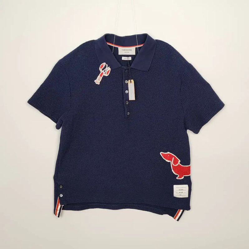 Thom Browne Thom Browne Navy Blue Cotton Polo Shirt 0089 Size US L / EU 52-54 / 3 - 1 Thumbnail
