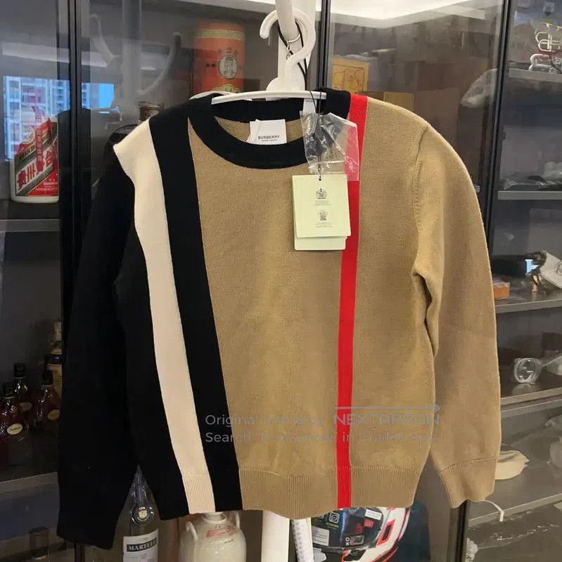 Burberry Color Block Wool Sweater for Men.