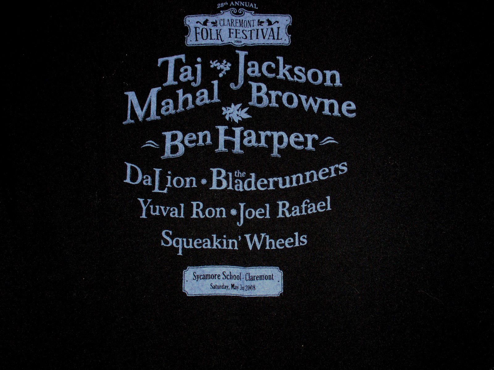 Folk × Vintage Jackson Browne Ben Harper Concert Shirt Claremont Fest 2008 Size US L / EU 52-54 / 3 - 4 Thumbnail