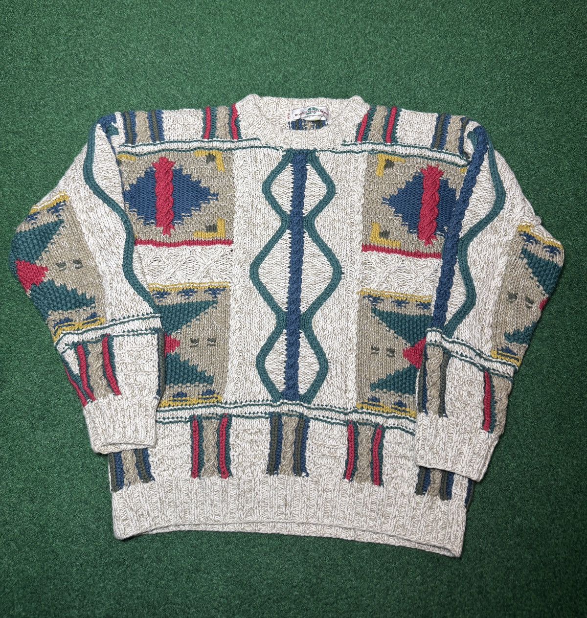Cotton Traders Boston Traders 3D Knit Chunky Coogi Style S/M 19x22 Sweater Size S / US 4 / IT 40 - 1 Thumbnail
