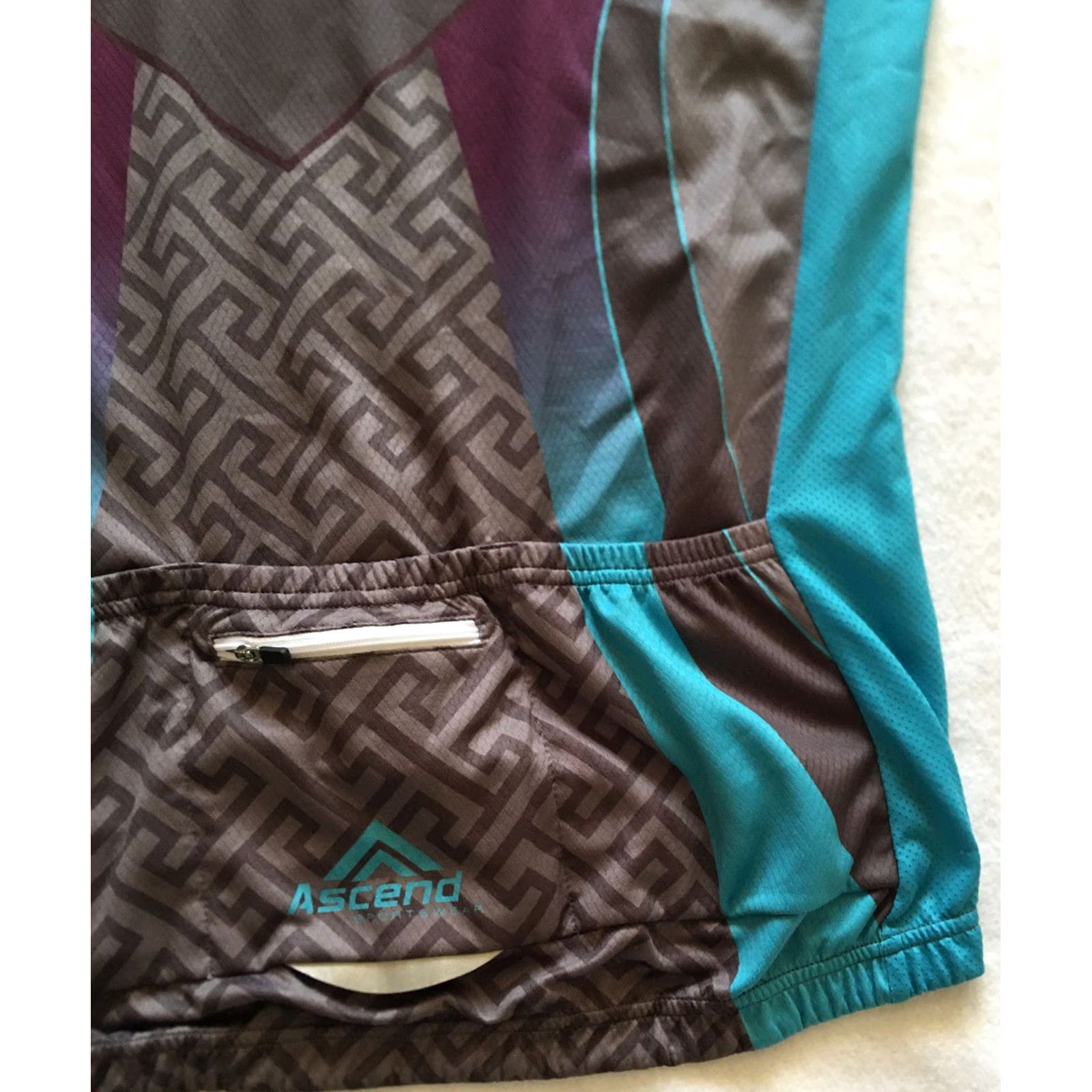 ASCENO Ascend Cyclist Jersey Shirt 2XL Gray/Purple Short Sleeve Full Zip Unisex Adults Sports Shirt Mens Womens Size US XXL / EU 58 / 5 - 7 Thumbnail