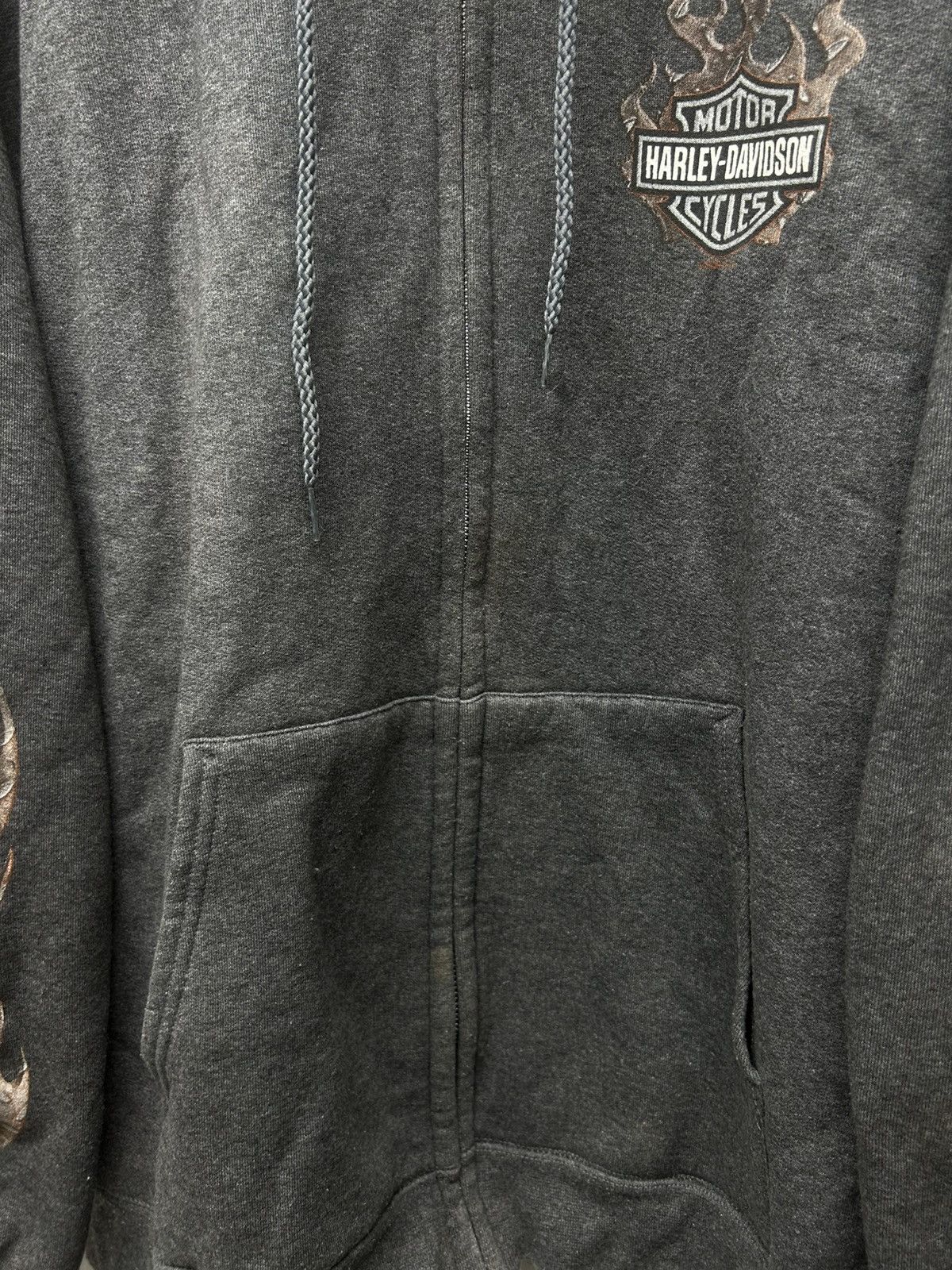 Harley Davidson 08 Harley Davidson Flame Sleeve Ride Hard Dark Grey Zip Up Size US L / EU 52-54 / 3 - 5 Thumbnail