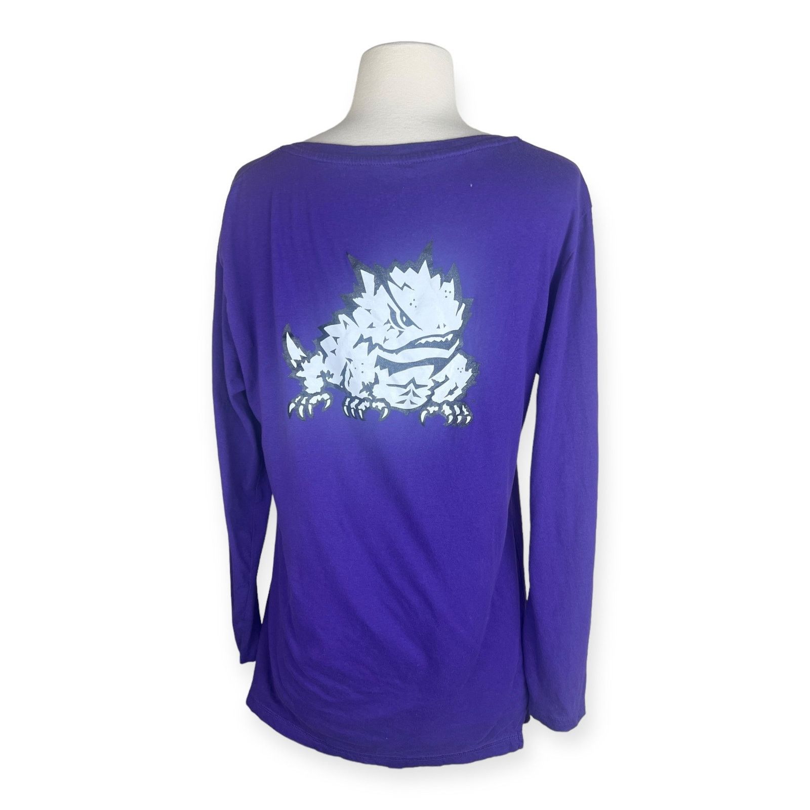 Colosseum Athletics TCU Women's Long Sleeve V-Neck Top - Purple Horned Frogs Size M / US 6-8 / IT 42-44 - 4 Thumbnail