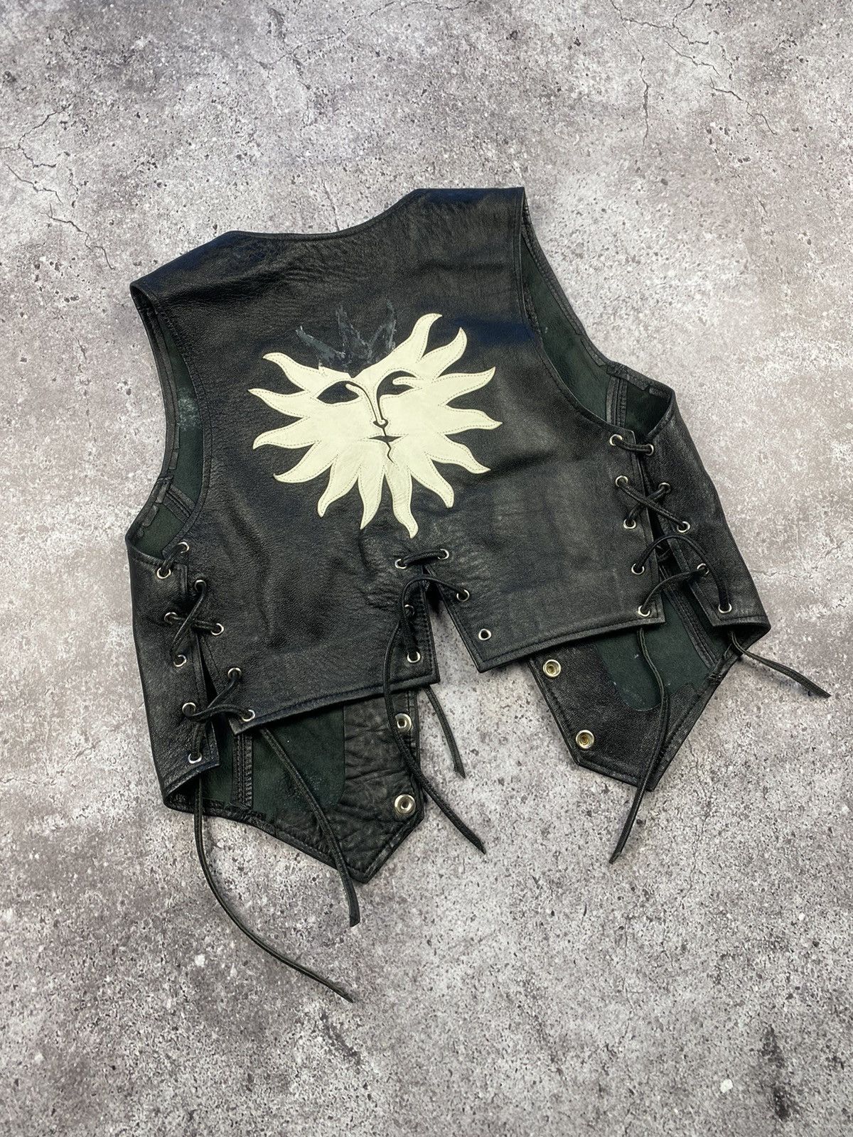 Vintage Vintage Rick Owens style sun Y2K Leather Vest Made in USA Size ONE SIZE - 4 Thumbnail
