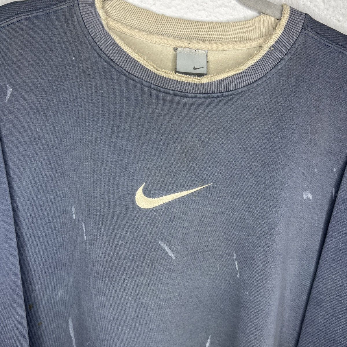 Nike × Vintage Vintage Nike Sweatshirt Distressed Ripped Center Swoosh Size US XL / EU 56 / 4 - 6 Thumbnail